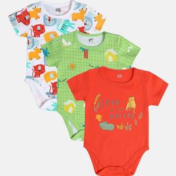 MINI KLUB Infant Boys Pack Of 3 Printed Pure Cotton Bodysuits-29