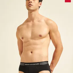 URBAN ADVENTURE Pack Of 2 Ultra Soft Basic Briefs 2UAM-014(BLK-RED)-55