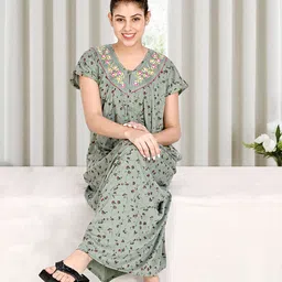 For You For Me Women Printed Maxi Nightdress-97