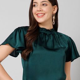 PURYS WORKSPACE Flared Sleeve Satin Blouson Top-image-1