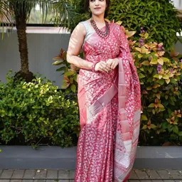 INDIOTSAV Ethnic Motifs Zari Silk Blend Banarasi Saree-26