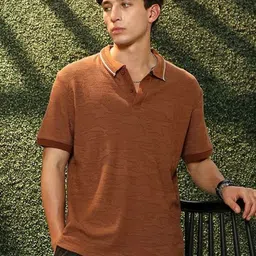 Campus Sutra Men Self Design Polo Collar Cotton T-shirt-image-72