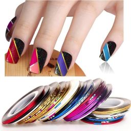 20 X Random Color Nail Art Striping Rolls Tape Nail Sticker Nail Tip Decoration-19