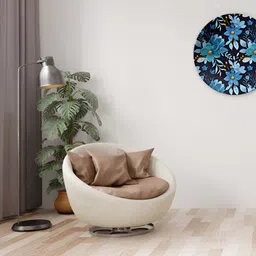 THE QUIRKY HOME Navy-Blue & Yellow Bloom Printed Ceramic Premium Decorative Wall Decor-image-87