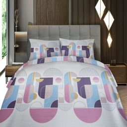 Threadwear White Geometric PrintedPure Cotton 400 TC King Bedsheet Set 2.75 m x 2.75 m-image-62