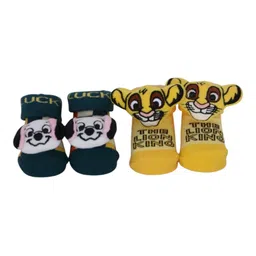 Yellow Bee Infant Boys Pack Of 2 3DPatterned Cotton Ankle Length Socks image 5