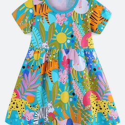 Oh Rare Girls Animal Printed Round Neck A-Line Dress-picture-48