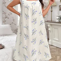 ETC Women Floral Printed Square Neck Sleeveless Midi Nightdress-55