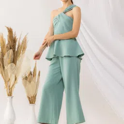 KOVET One Shoulder Peplum Top With Trousers image 2