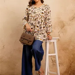 Mialo fashion Floral Printed V-Neck Kurti-picture-52