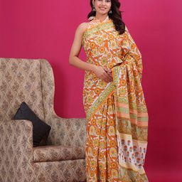 Shivanya Handicrafts Ethnic Motifs Printed Pure Mulmul Cotton Block Print Saree-12