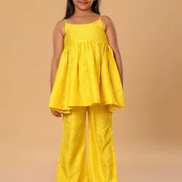 The Mini Trunk Girls Thread Work Ethnic Kurti & Trousers Sets-image-9