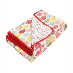 Cloth Fusion White & Red Summer Double Bed Dohar-image-79