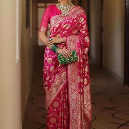 AMRUTKALA SAREES Ethnic Motif Woven Design Zari Banarasi Saree-image-126