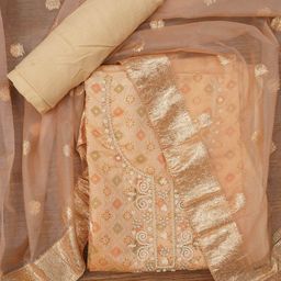 SHADOW & SAINING Floral Embroidered Beads And Stones Unstitched Dress Material-image-92