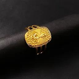 Saizen Men Gold-Plated Textured Finger Ring-image-10