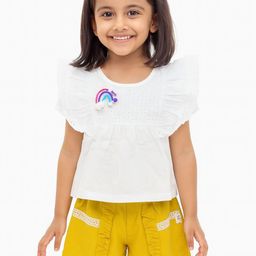 POP STREET KIDS Girls Self Design Top with Shorts-image-26
