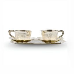 INTERNATIONAL GIFT Silver-Toned Floral Printed Brass Matte Cups Set of Cups and Mugs-49