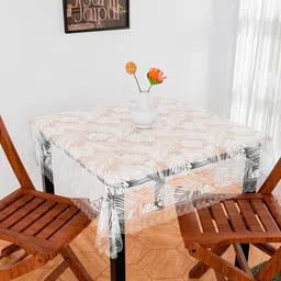 Kuber Industries White Floral Anti-Skid Plastic 2-Seater Table Cover-46