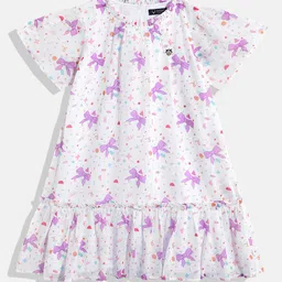 Allen Solly Junior Girls Printed Ruffled A-Line Dress-picture-24