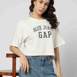 GAP Typography Printed Drop-Shoulder Sleeves Pure Cotton T-shirt-image-91