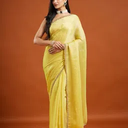 LOROFY Beads and Stones Satin Mysore Silk Saree-picture-34