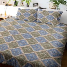 HARYANA HOOPS Blue & Green 220 TC Queen Bedsheet with 2 Pillow Covers-image-65