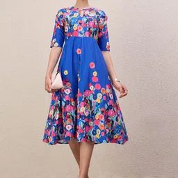 Antheaa Floral Print Crepe Fit & Flare Midi Dress-picture-30