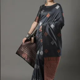 CANIZZARO Geometric Woven Design Zari Banarasi Saree-picture-4