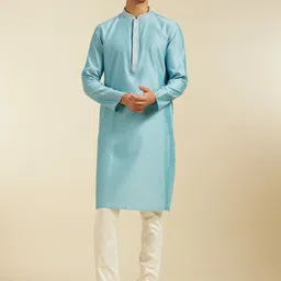 Diwas by Manyavar Floral Woven Design Mandarin Collar Cotton Straight Kurta & Trousers-image-53