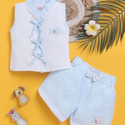 Toonyport Girls Striped Mandarin Collar Top with Shorts-picture-10