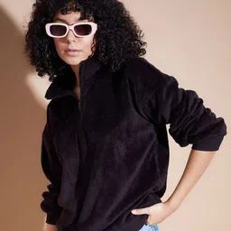 SASSAFRAS BASICS Women Mock Collar Pullover Sweatshirt-18