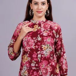 JC4U Women Floral Printed High Neck Top-image-53