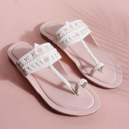 TRYME Women One Toe Ethnic Kolhapuri Flats-image-87