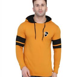 BEYOU FASHION Men Striped Hooded Cotton Slim Fit T-shirt-image-64
