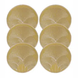 LooMantha Gold Toned 6 Pieces Floral Textured Table Placemats-10