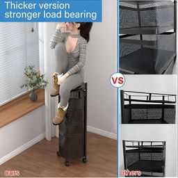 Aura Black Regular Multi-Utility Organiser 3 Layer Storage Rack Trolley with Wheels image 5