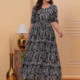 SARAI CREATIONS Floral Print Fit & Flare Midi Dress-image-3