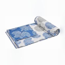 Comfowell White & Blue Floral AC Room 210 GSM Double Bed Dohar-image-67