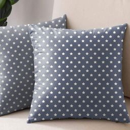 Aura Blue & White 2 Pieces Geometric Square Cushion Covers-picture-17