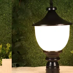 KINIS Black 2 Pieces Frustum Shaped Weatherproof & Rust-Resistant Outdoor Pole Lamp-image-9