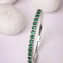 ZENEME Women Brass American Diamond Rhodium-Plated Kada Bracelet-24