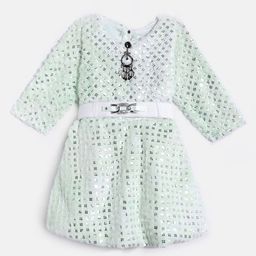 HERE&NOW Girls Woollen Fit and Flare Dress-image-38