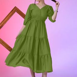 Raiyani Fashion Tiered V-Neck Fit & Flare Maxi Dress-picture-2