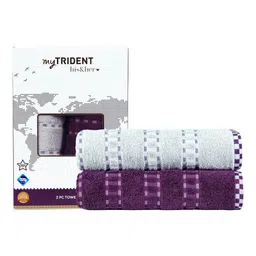 MYTRIDENT Burgundy & Lavender 2 Pieces Printed Cotton 500 GSM Bath Towel-picture-43