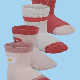 Baby Moo Girls Pack Of 4 Patterned Cotton Ankle-Length Socks-image-45