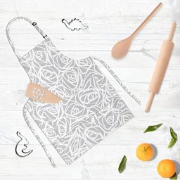 ArtzFolio Grey & White Printed Cotton Aprons-11