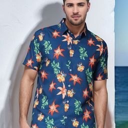 Enciger Men Standard Fit Spread Collar Floral Printed Casual Shirt-image-81