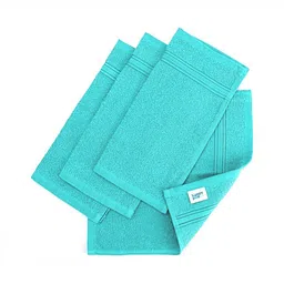 The Happy Pod 4 Piece Turquoise Blue 380 GSM High Absorbent 100% Cotton Face Towels-35