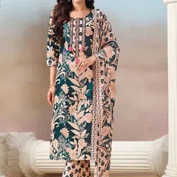 Varanga Women Floral Printed Regular Kurta with Trousers & With Dupatta-picture-12